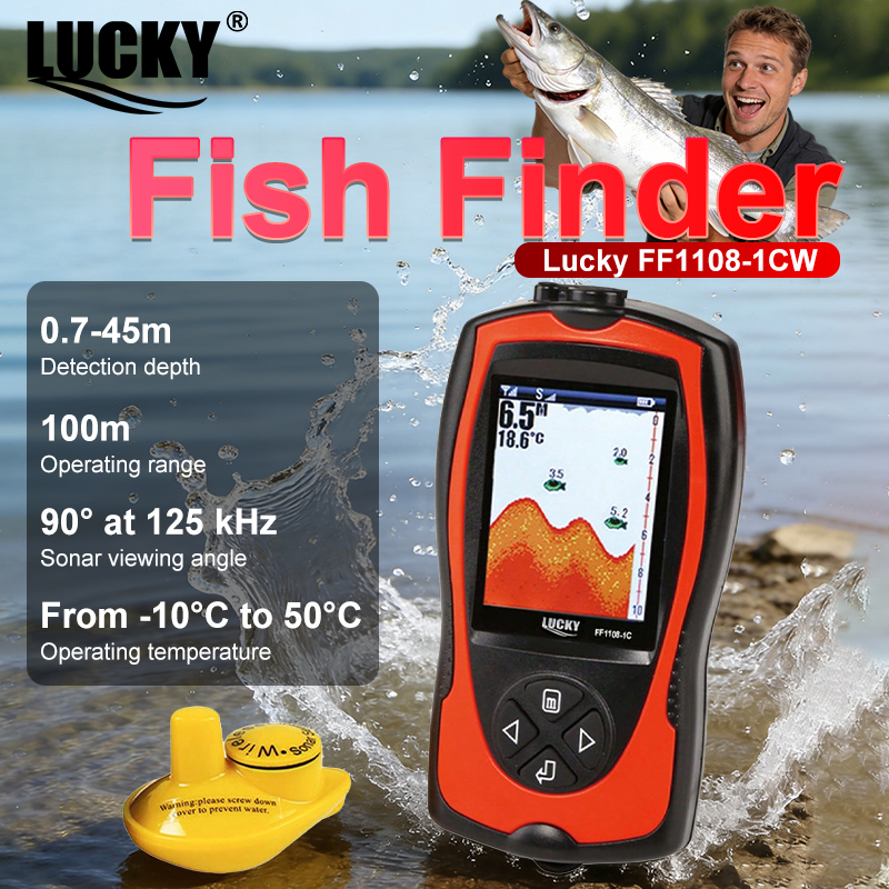 Fish Finder Portable - LUCKY FF1108-1CW Fish Finder Featuring A